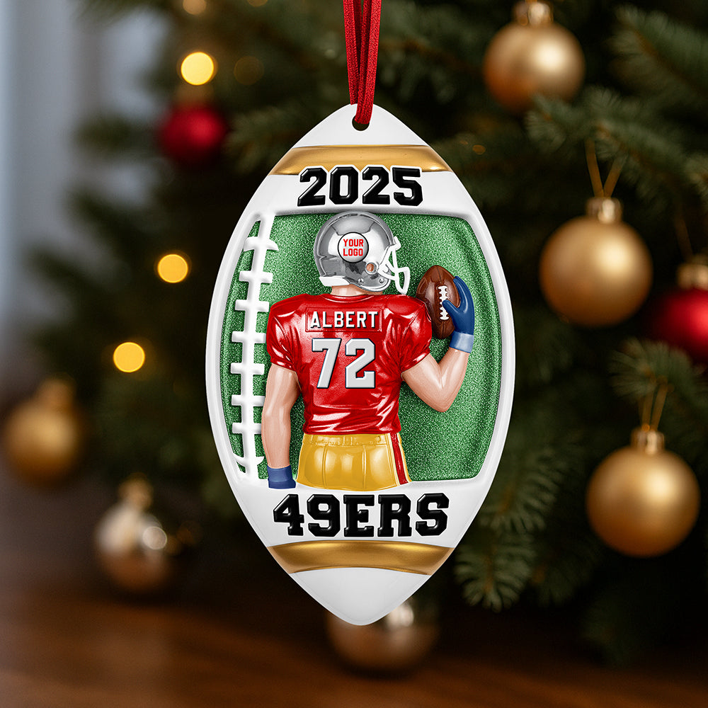 Celebrate the Game: Custom American Football Player Ornament - Personalized Gifts for Sports Enthusiasts Ornament PopCulturePrints