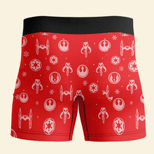 Load image into Gallery viewer, Personalized Star Warrior Christmas Boxers - Naughty Holiday Gift for Men Boxer Briefs PopCulturePrints

