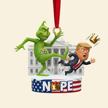 Load image into Gallery viewer, &quot;Kick the Grinch Out of Xmas!&quot; - Personalized Funny Acrylic Ornament for Friends and Family Ornament PopCulturePrints
