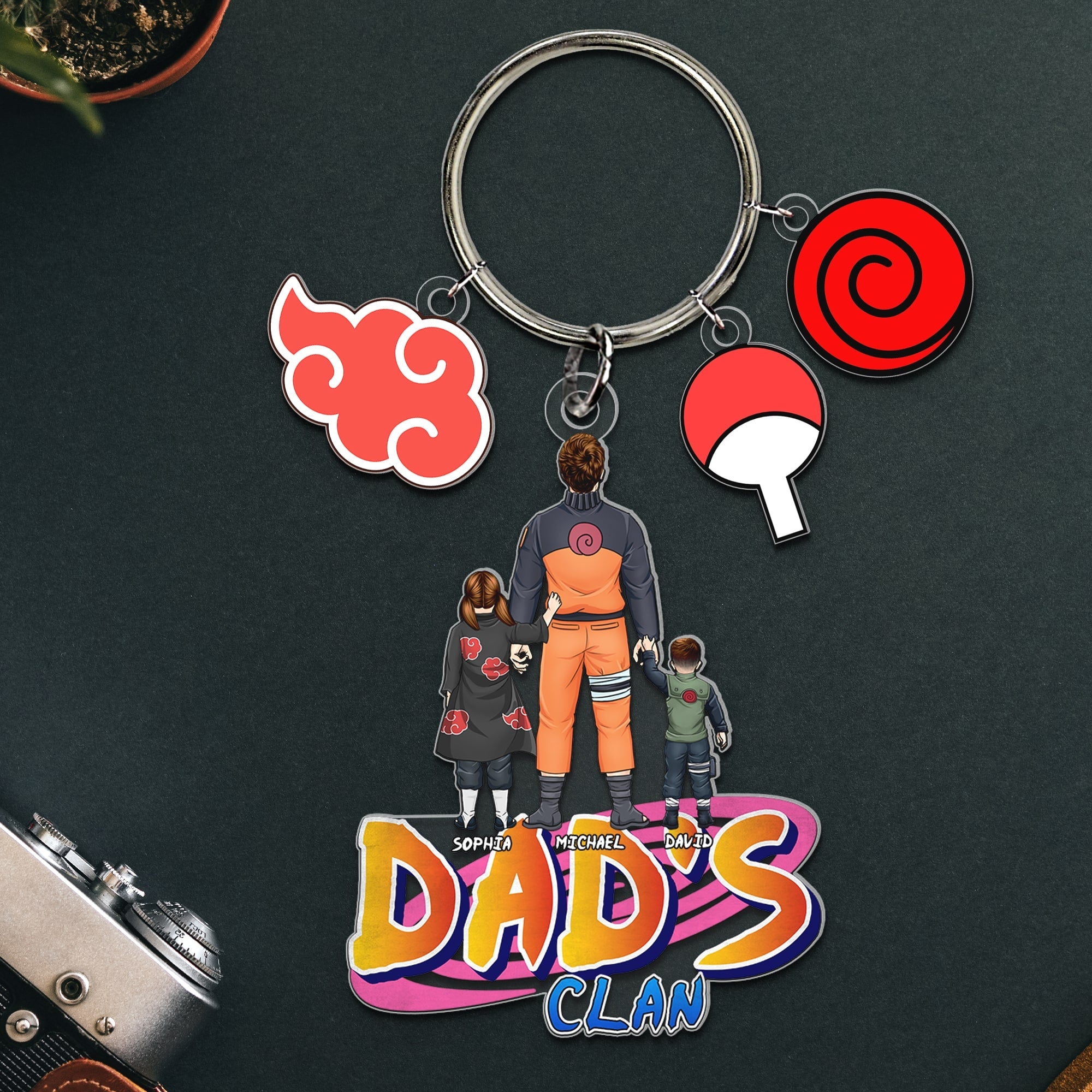 Personalized Dad's Clan Keychain - Custom Anime Gift Keychains PopCulturePrints