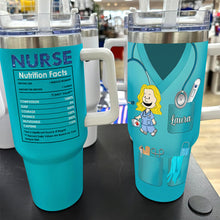 Load image into Gallery viewer, &quot;Caring Is a Nurse&#39;s Superpower&quot; - Personalized Nurse Tumbler - Custom Gift for Nurses, Healthcare Workers, Caregivers Tumbler Cup PopCulturePrints

