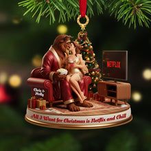 Load image into Gallery viewer, All I Want for Christmas is Netflix and Chill - Naughty Couple Custom Shape Acrylic Ornament Ornament PopCulturePrints
