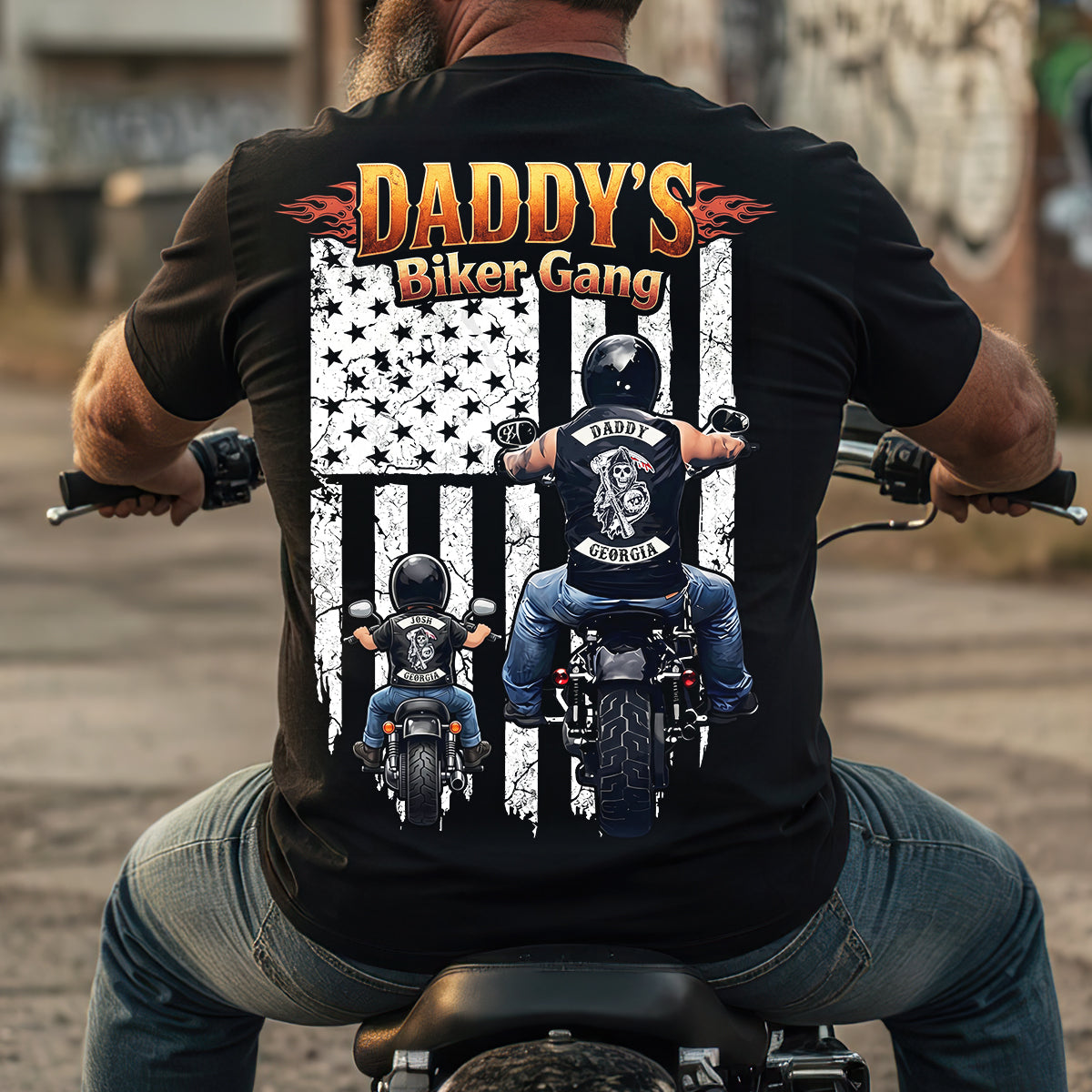 “Join the Ride with Daddy’s Biker Gang” - Personalized Biker Shirt, Gift for Dads and Grandpas Shirts PopCulturePrints