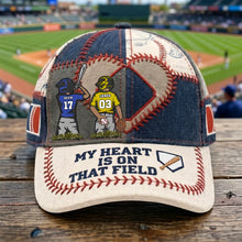 Load image into Gallery viewer, “My Heart is on That Field” - Passionate Baseball Dad Classic Cap - Personalized Gift for Baseball Parents Caps PopCulturePrints
