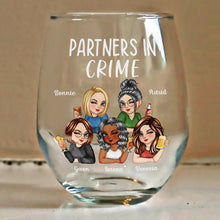 Load image into Gallery viewer, Partners in Crime - Personalized Stemless Wine Glass for Besties Wine Glass PopCulturePrints
