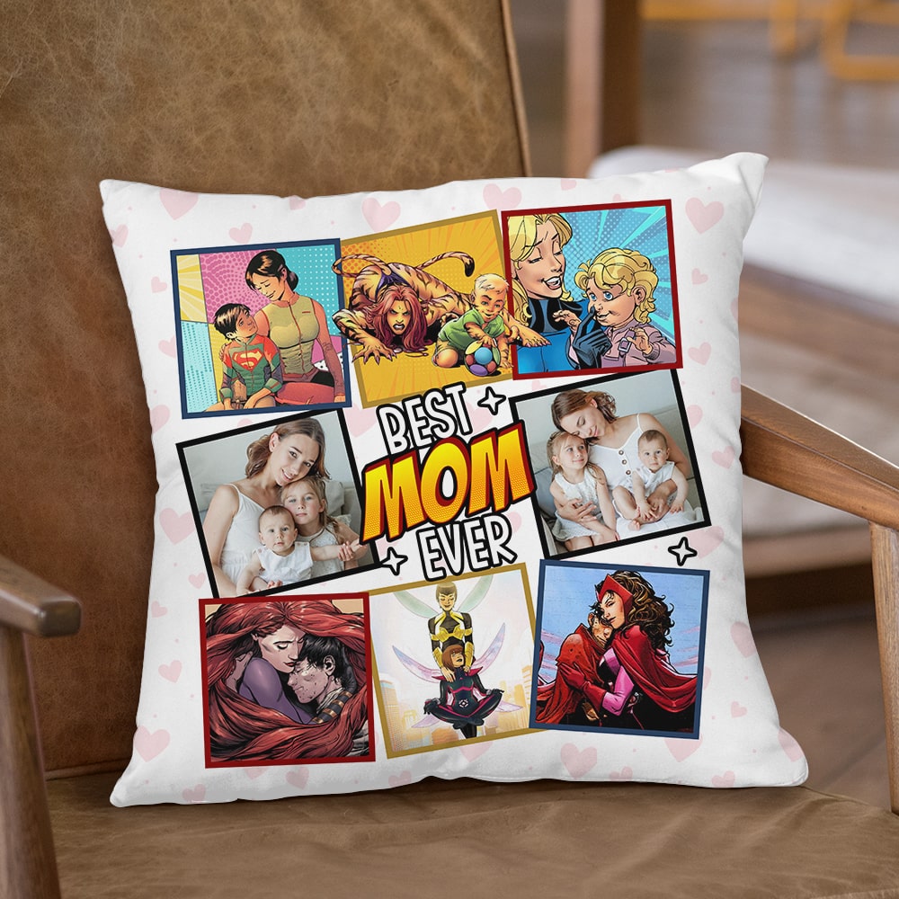 Custom Comic Style Photo Pillow - Best Mom Ever Gift Pillow PopCulturePrints
