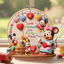 Load image into Gallery viewer, "Love Stitched into Every Piece" - Personalized Family Heart Keepsake Acrylic Plaque - Gift for Mom, Grandma, and Loved Ones Shaped Plaques PopCulturePrints
