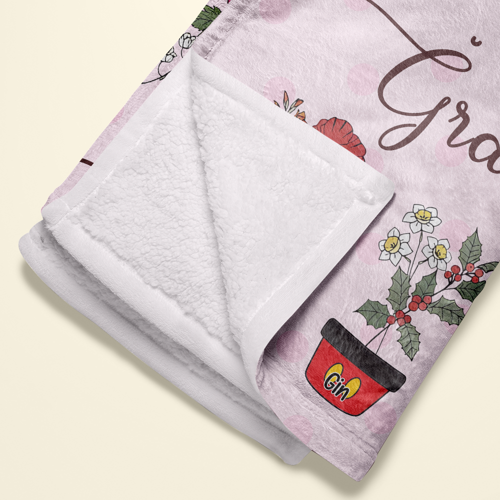 Personalized Grandma Blanket - Flower Garden Design