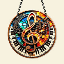 Load image into Gallery viewer, Personalized Christmas Music Note Suncatcher Ornament
