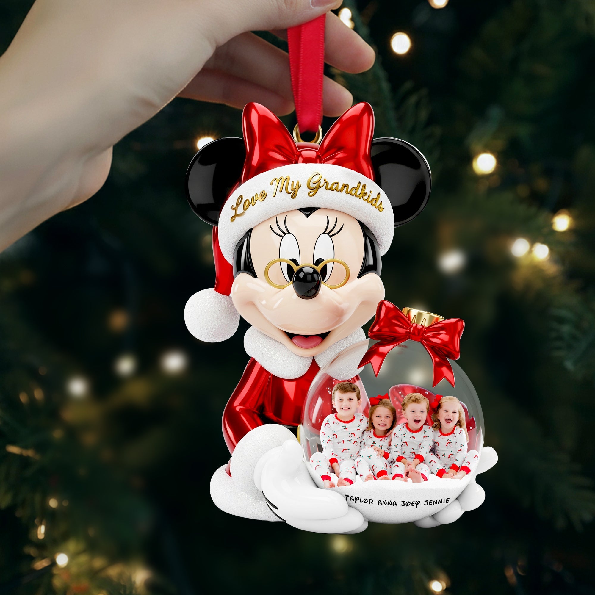 "Treasure Every Moment with Grandkids" - Personalized Custom Photo Ornament - Perfect Gift for Grandparents, Kids, and Families Ornament PopCulturePrints