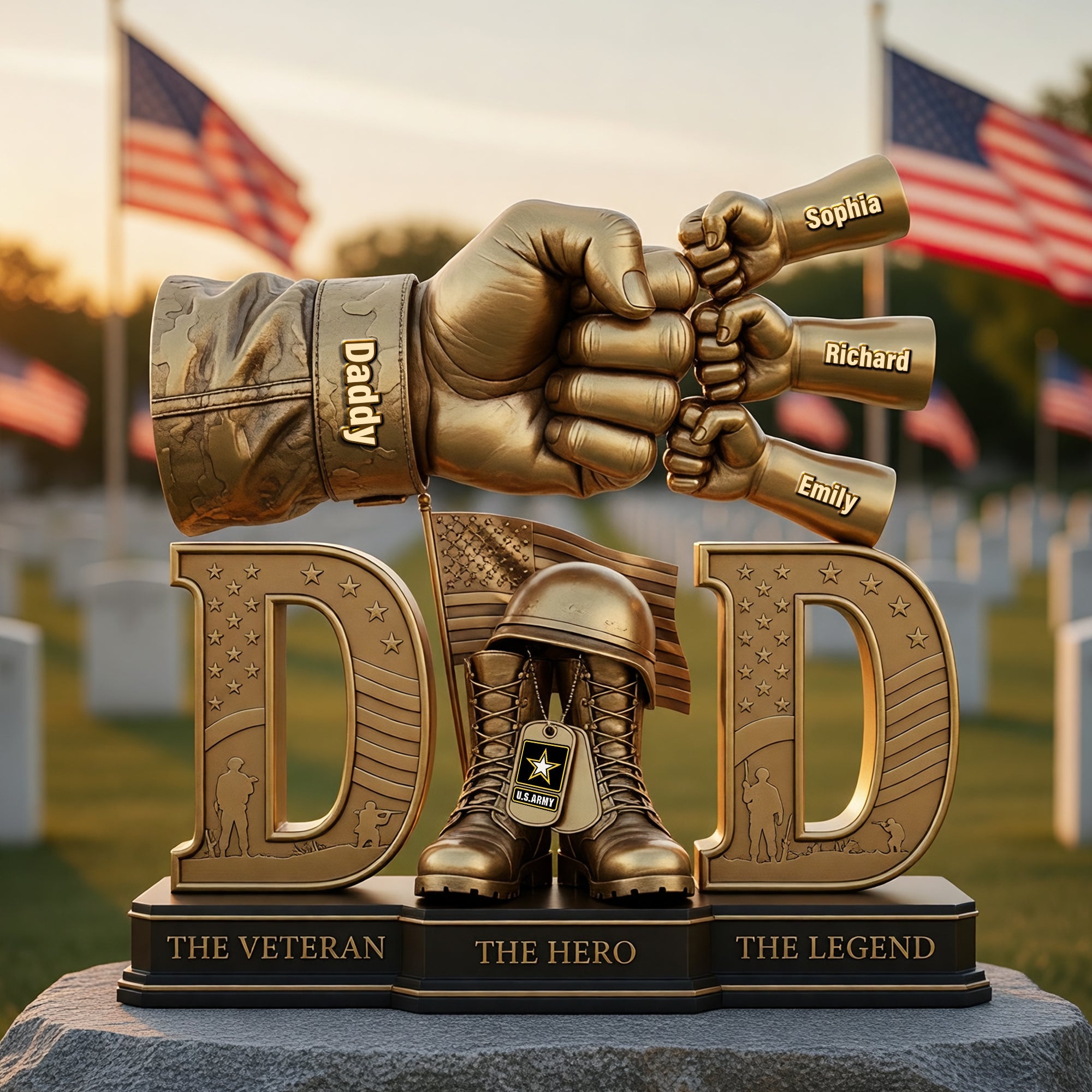 “The Unbreakable Bond” - Veteran Dad’s Guiding Hand Acrylic Plaque - Personalized Gift for Dads, Grandpas, and Heroes Shaped Plaques PopCulturePrints