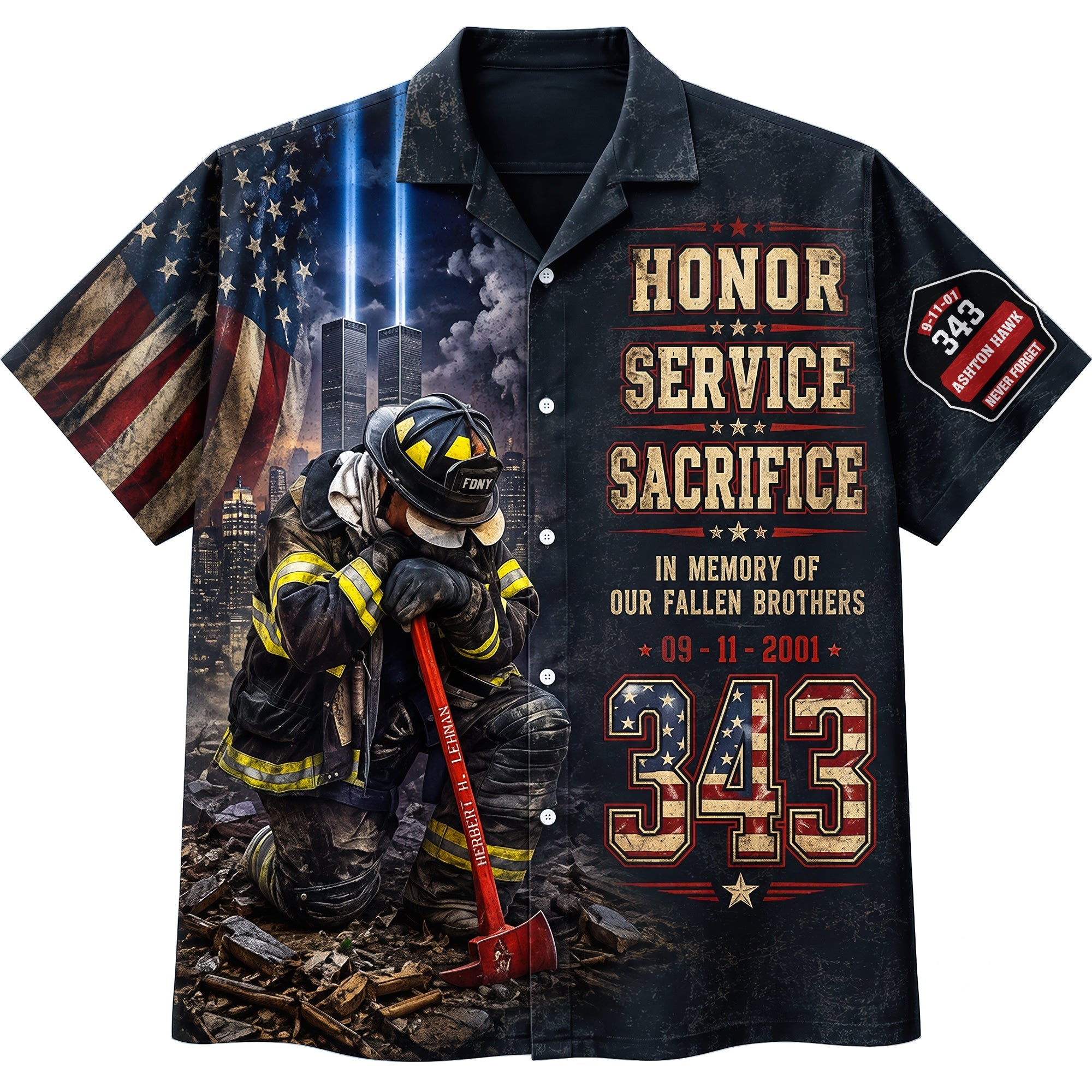 Never Forget Their Sacrifice - Firefighter Memorial Hawaiian Shirt 02HUQN060826 Hawaiian Shirts PopCulturePrints