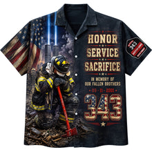 Load image into Gallery viewer, Never Forget Their Sacrifice - Firefighter Memorial Hawaiian Shirt 02HUQN060826 Hawaiian Shirts PopCulturePrints
