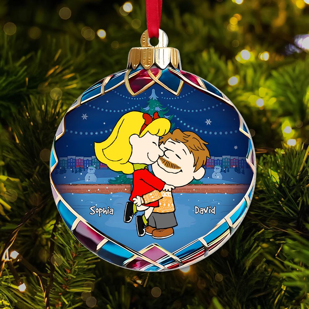 Custom Cartoon Couple Christmas Ornament