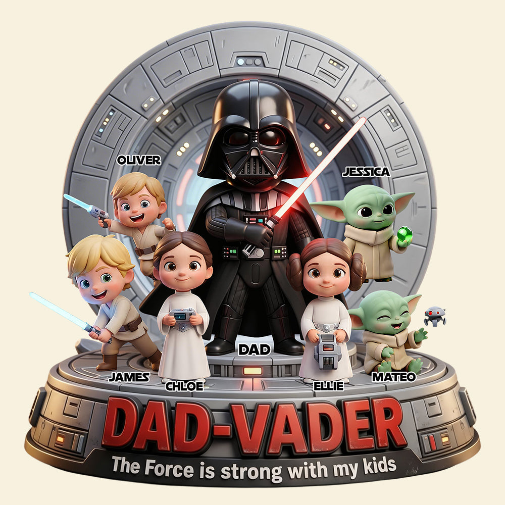 The Force is Strong with My Kids - Personalized Space Warrior Dad Acrylic Plaque Shaped Plaques PopCulturePrints