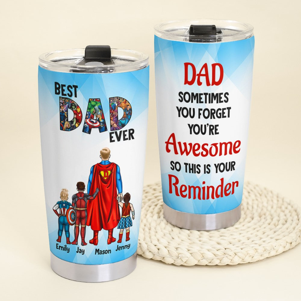 Best Dad Ever Personalized Superhero Tumbler Tumbler Cup PopCulturePrints