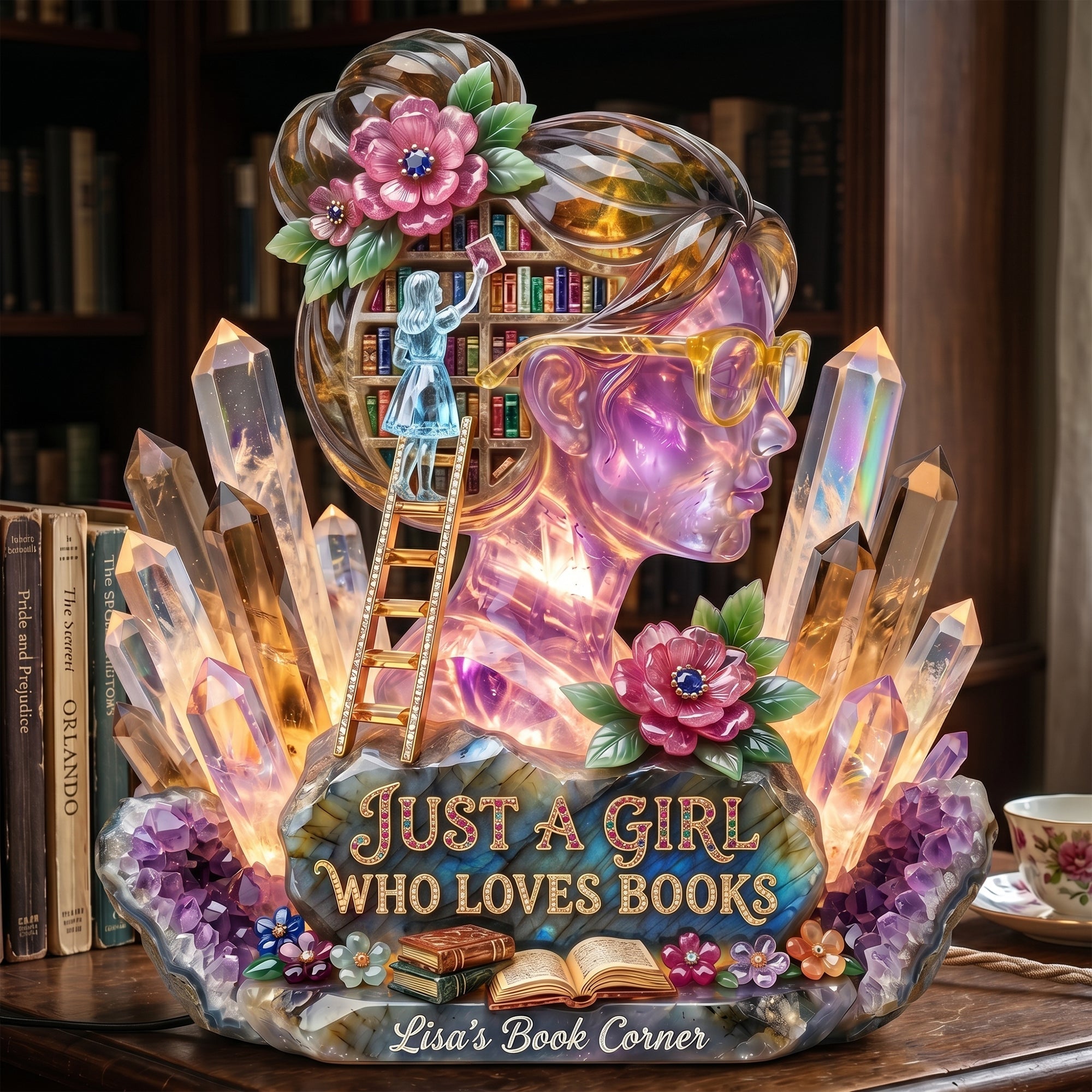 Just a Girl Who Loves Books - Personalized Acrylic Light Box for Book Lovers Light Box PopCulturePrints