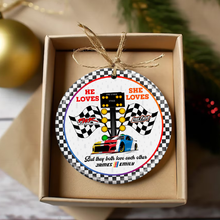 Load image into Gallery viewer, Custom Racing Fans Couple Christmas Ornament | Memorable Valentine&#39;s Day Gifts Ornament PopCulturePrints

