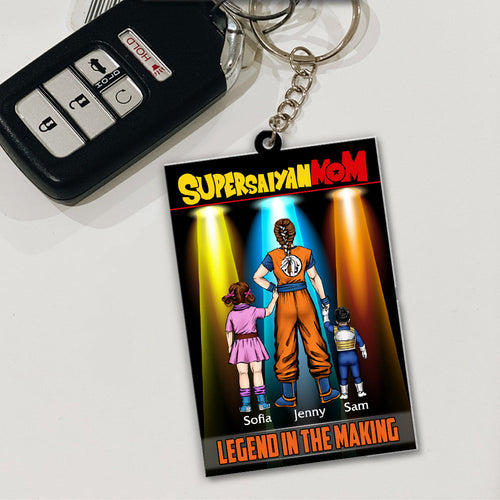 Super Saiyan Mom Personalized Keychain - Custom Gift for Mother's Day Keychains PopCulturePrints