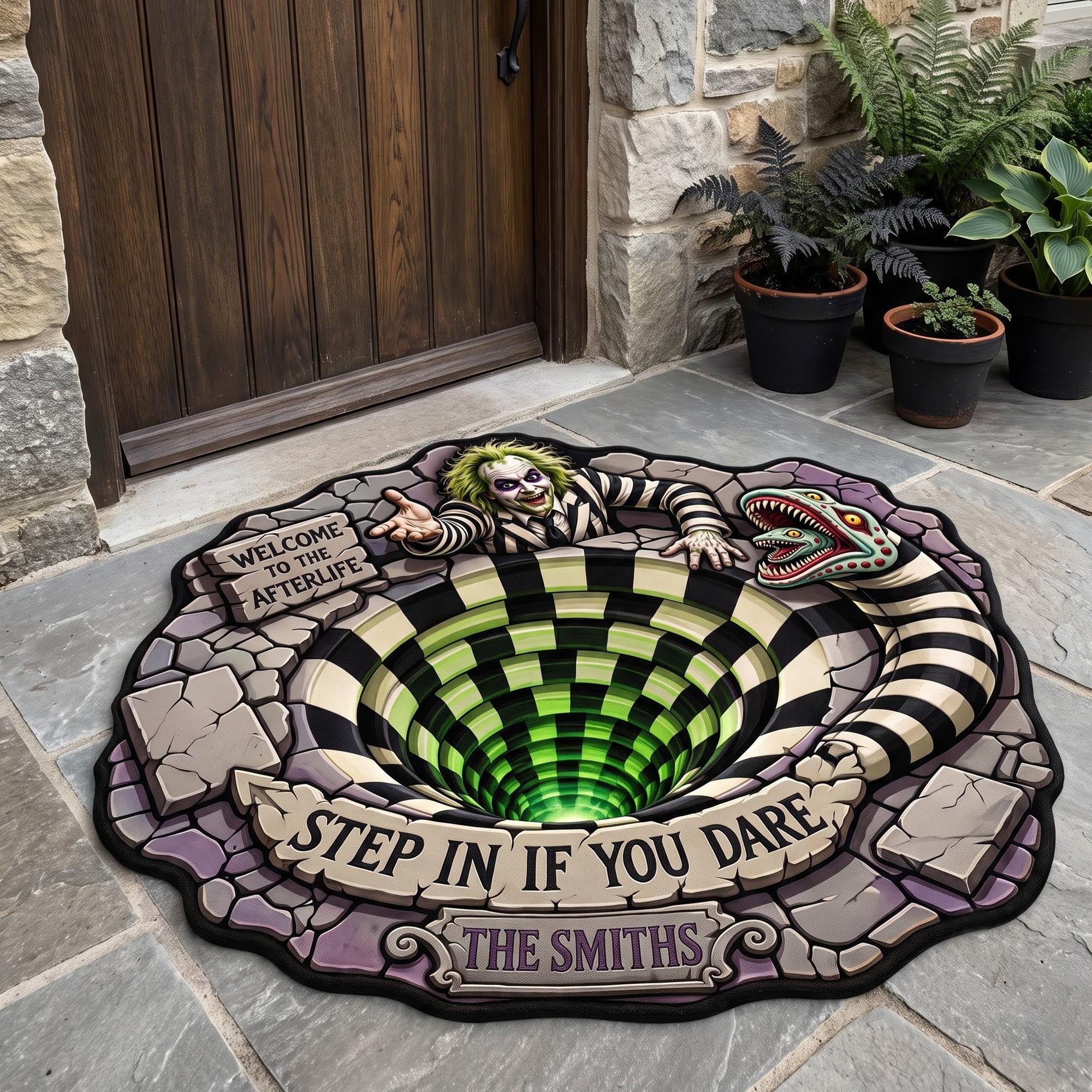 “Welcome To The Afterlife” - Personalized Halloween Doormat for Fun-Loving Souls