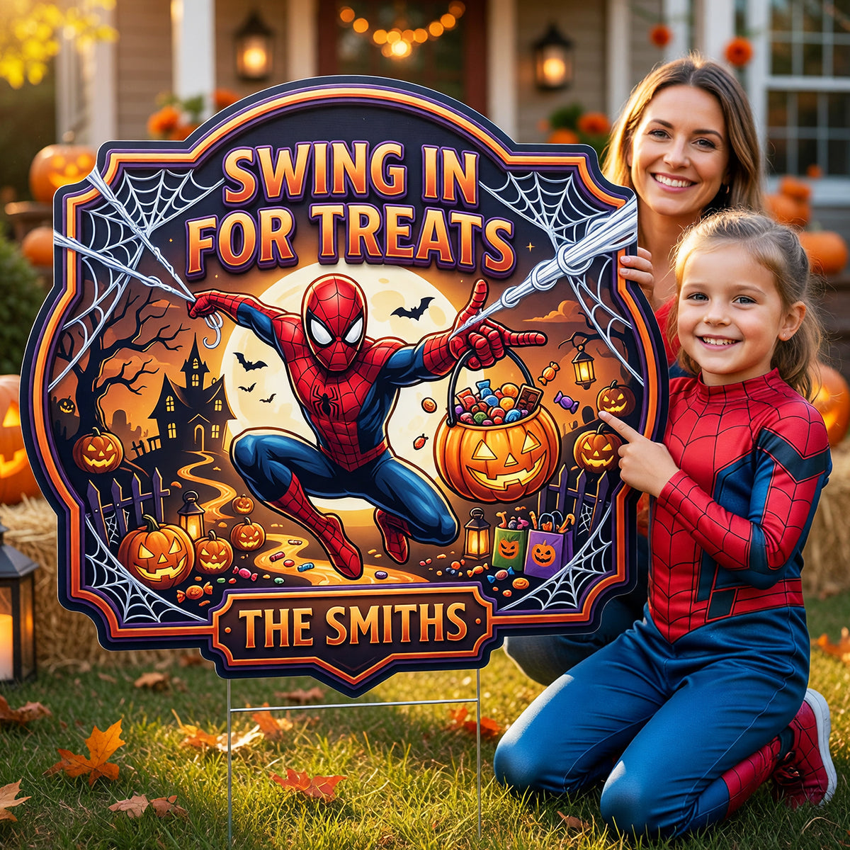 Swing in for Treats - Personalized Halloween Yard Sign