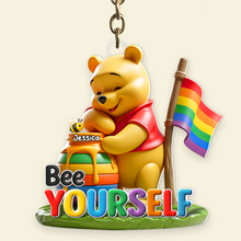 Load image into Gallery viewer, “Bee Yourself” - Personalized Keychain for the LGBT Community Keychains PopCulturePrints

