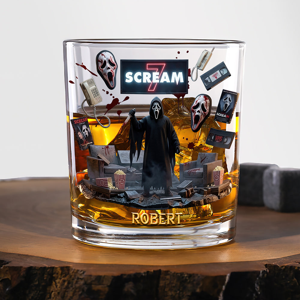 Unleash Your Fear with a Personalized Horror Movie Round Glass - Perfect Gift for Horror Lovers Glass PopCulturePrints