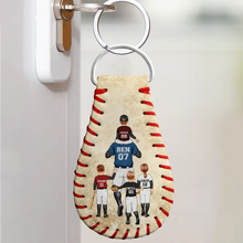 Load image into Gallery viewer, Thank You For Teaching Me To Play - Personalized Leather Baseball Keychain | Perfect Gift for Dad and Grandpa Leather Baseball Keychain PopCulturePrints
