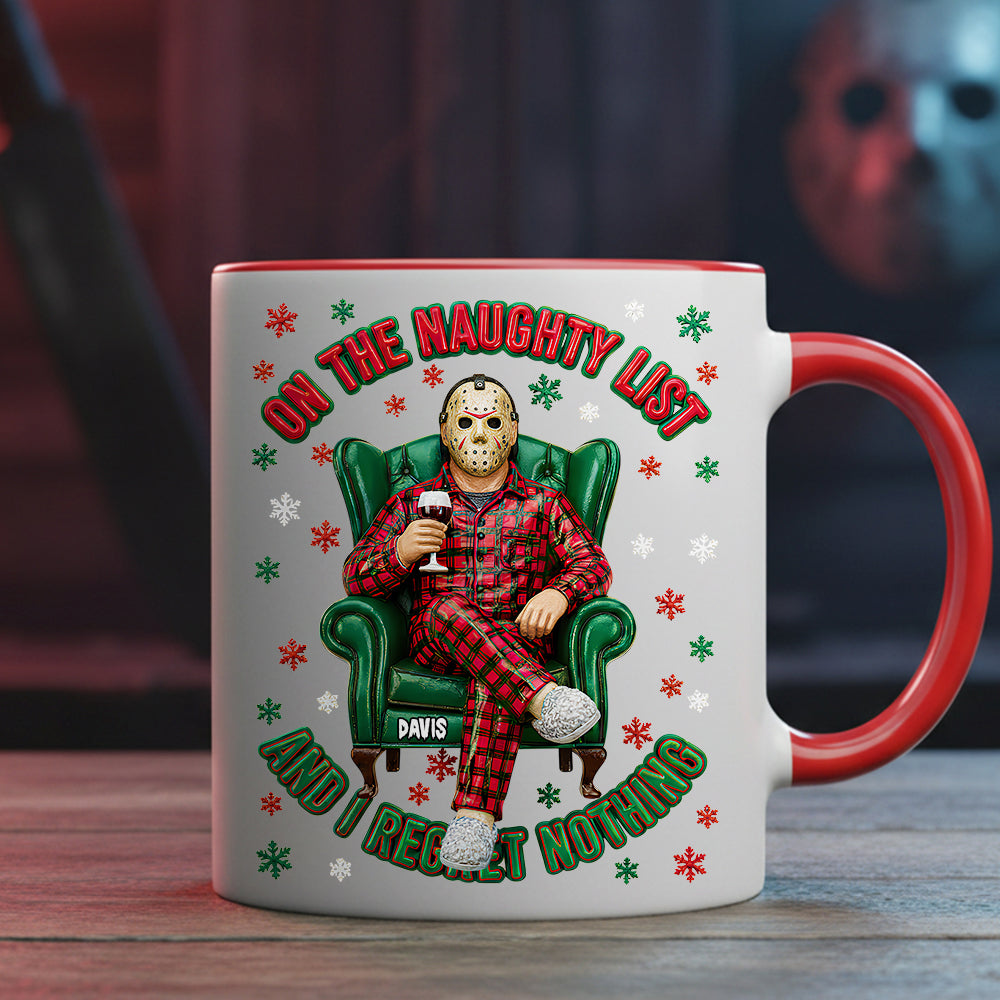 "On The Naughty List" - Horror Villain Accent Mug - Personalized Gift for Horror Fans & Unique Occasions Coffee Mug PopCulturePrints