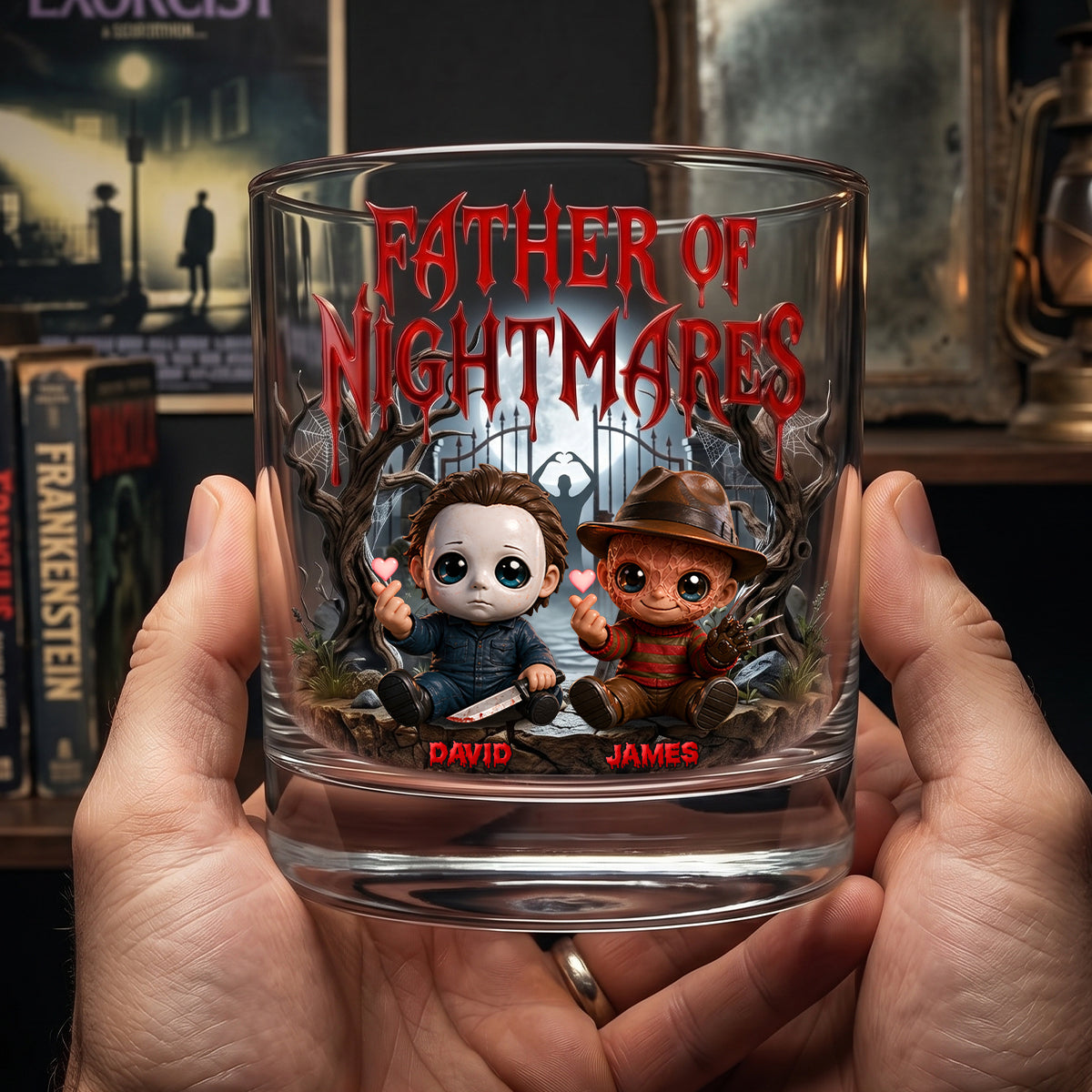 "Embrace Your Dark Side" - Father Of Nightmares Round Glass - Personalized Gift for Dads and Grandpas Glass PopCulturePrints
