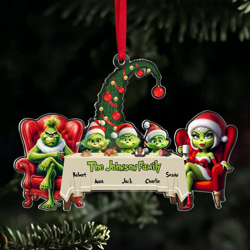 Custom Family Christmas Ornament - Whimsical Grinch Edition Ornament PopCulturePrints