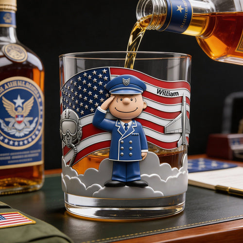 Salute to Service: Personalized Military Forces Veteran Drinking Glass Glass PopCulturePrints