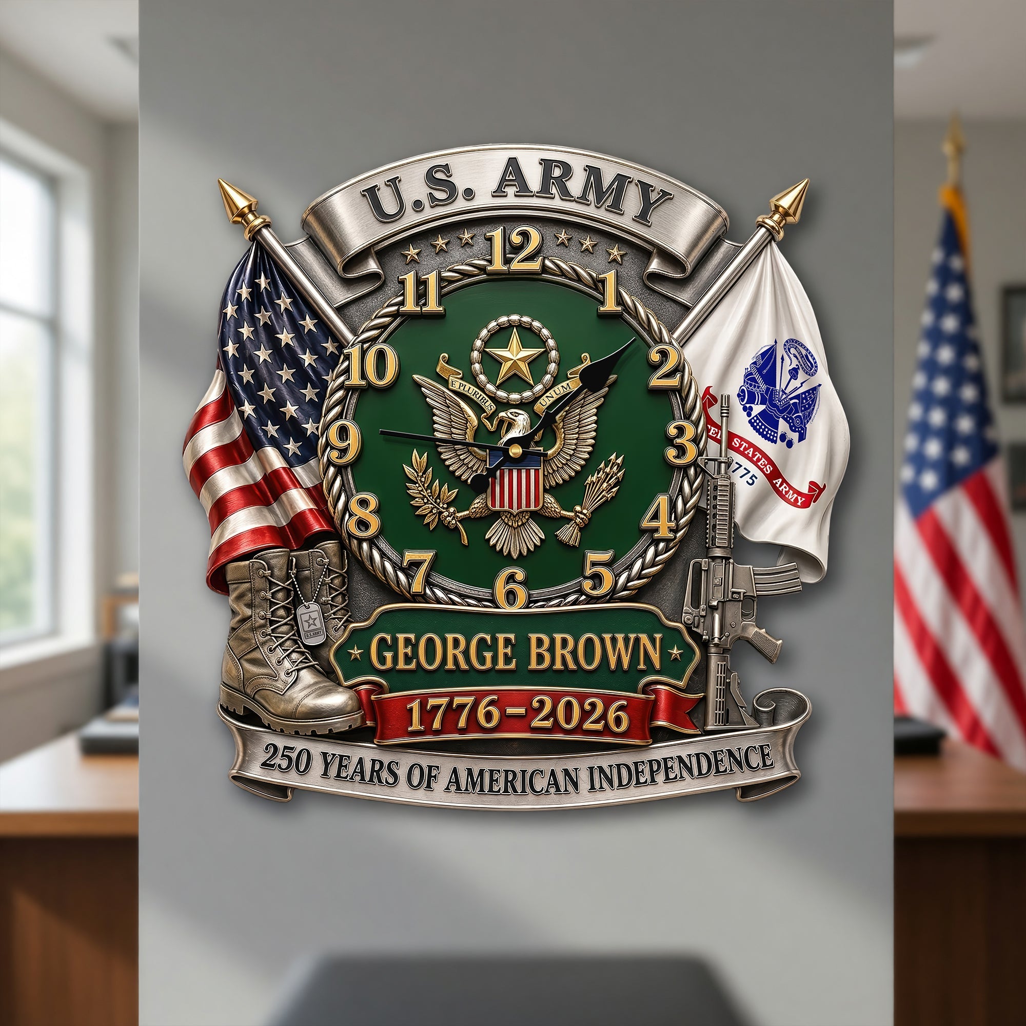 Celebrate Freedom: Personalized Pride of Veteran Wall Clock Hanging Wall Clock PopCulturePrints