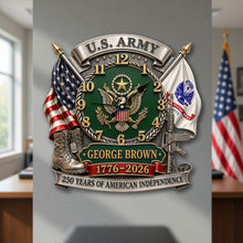 Load image into Gallery viewer, Celebrate Freedom: Personalized Pride of Veteran Wall Clock Hanging Wall Clock PopCulturePrints
