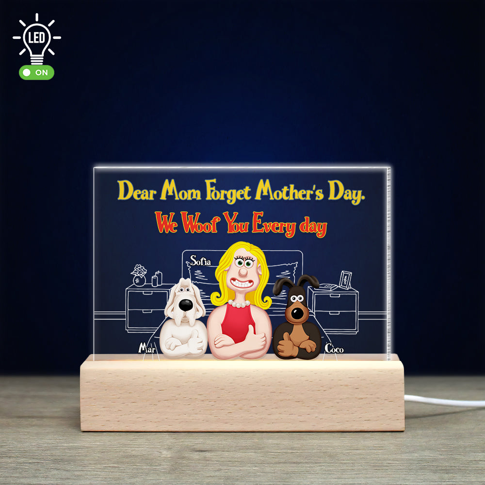Dear Mom, I Woof You Every Day - Personalized LED Light for Dog Moms Led Night Light PopCulturePrints