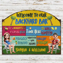 Load image into Gallery viewer, “Welcome to Our Patio” - Personalized Custom Shaped Metal Sign - Perfect Gift for Friends and Family Custom Shaped Metal Sign PopCulturePrints
