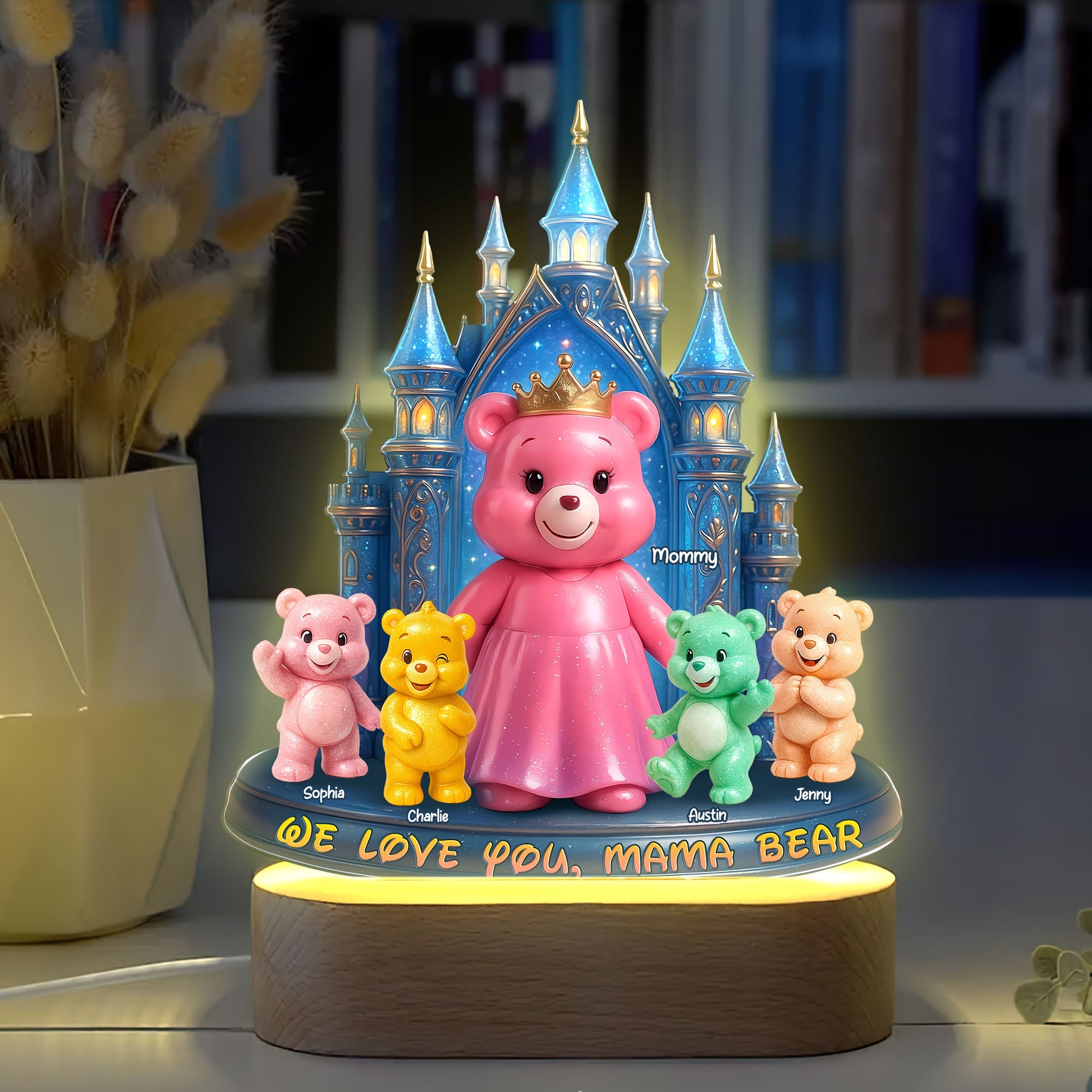 "We Love You, Mama Bear" - Personalized Bear Mom LED Light - Gift for Mom, Grandma & Loved Ones Led Night Light PopCulturePrints