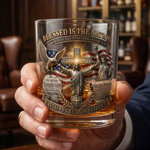 Load image into Gallery viewer, "Blessed is the Nation" - Patriotic Glass - Personalized Gifts for Freedom Lovers
