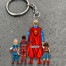 Load image into Gallery viewer, “Super Dads Deserve Super Gifts” - Personalized Super Dad Keychain - Gift for Dad, Grandpa, and Father Figures Keychains PopCulturePrints
