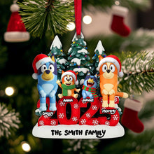 Load image into Gallery viewer, Joyful Puppy Family Ornament - Personalized Family Christmas Gift Ornament PopCulturePrints
