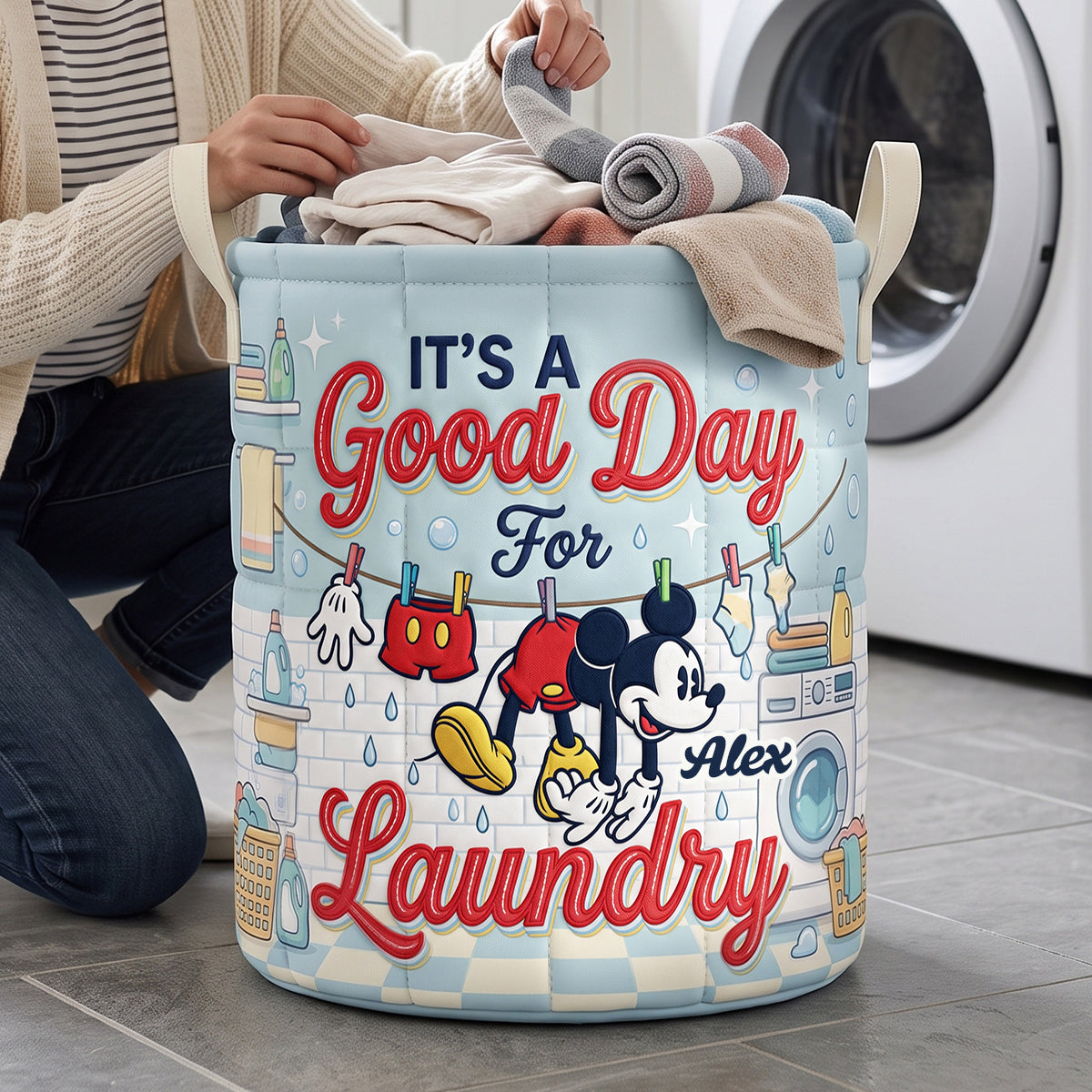 Is It A Good Day For Laundry Quilted Laundry Basket - Personalized Gifts 01natn110726 Laundry Basket PopCulturePrints