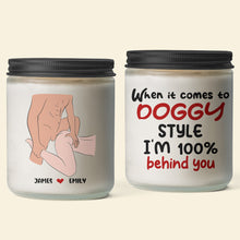 Load image into Gallery viewer, Personalized Doggy Style Scented Candle for Couples Scented Candle PopCulturePrints
