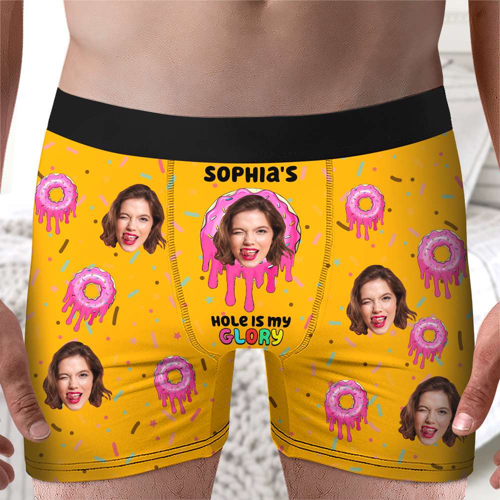 Personalized Donut Themed Men's Boxer Briefs - Custom Face Printing Underwear