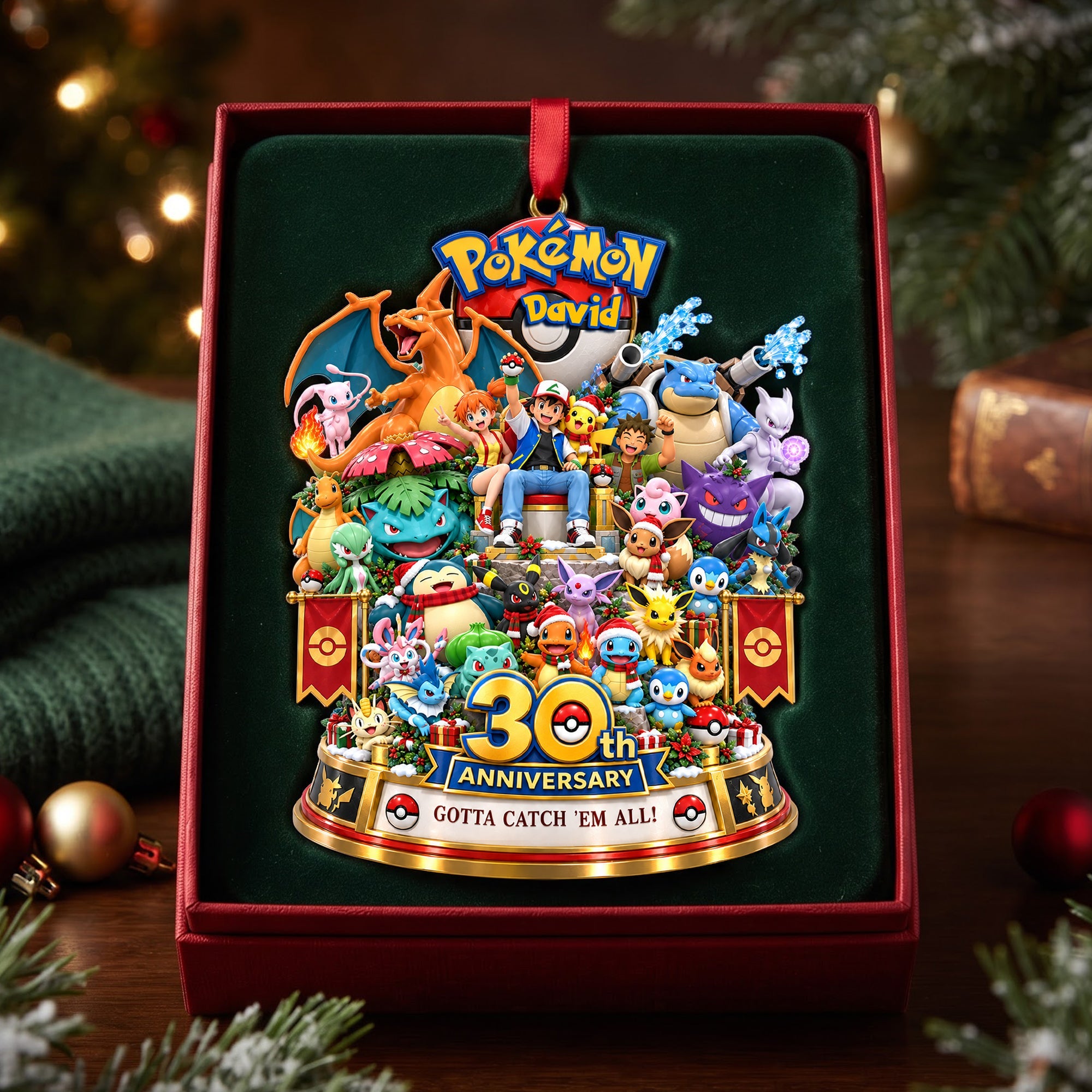30th Anniversary Adventure Christmas Ornament - A Timeless Personalized Gift for Pokémon Lovers