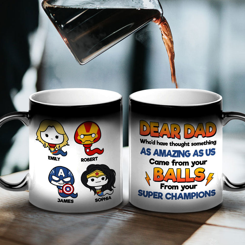 Dear Dad Super Champions Personalized Magic Mug Magic Mug PopCulturePrints