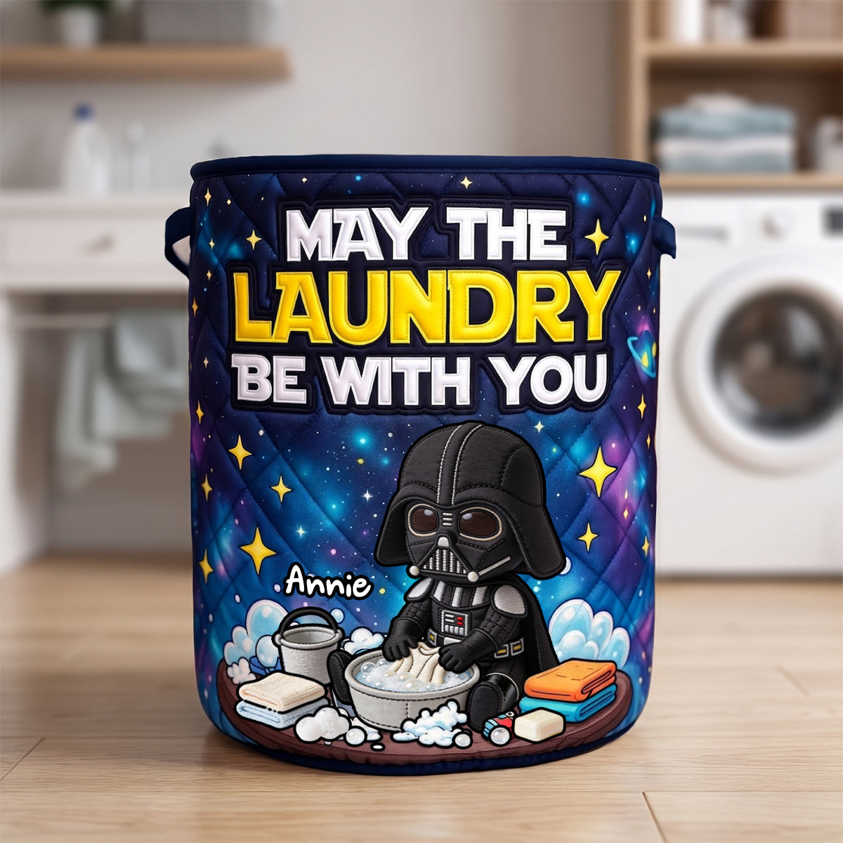 Legend Warrior Doing Laundry Quilted Laundry Basket - Personalized Gifts 05todh290626 Laundry Basket PopCulturePrints