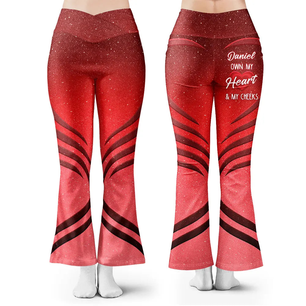 Funny 'Own My Heart & My Cheeks' Personalized Leggings - Custom Gift for Couples Leggings PopCulturePrints