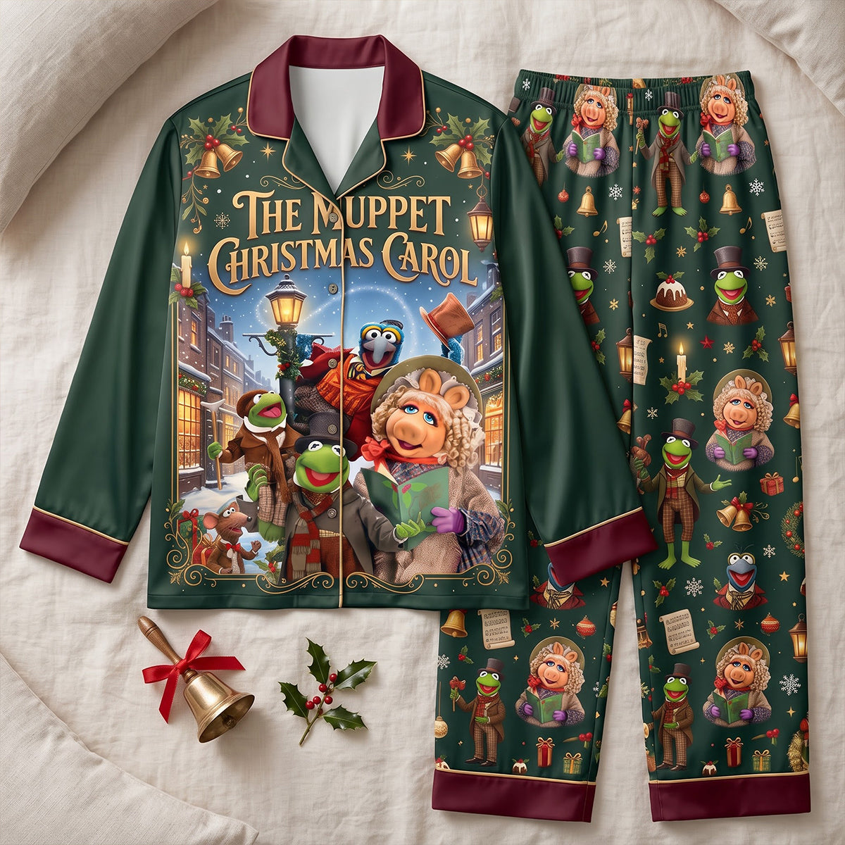 Whimsical Christmas Button Up Pajama Set - Personalize the Joy!