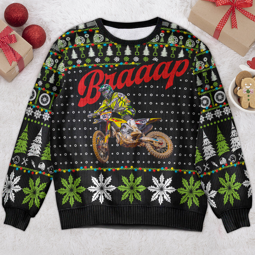 Personalized Ugly Christmas Sweater for Motocross Enthusiasts