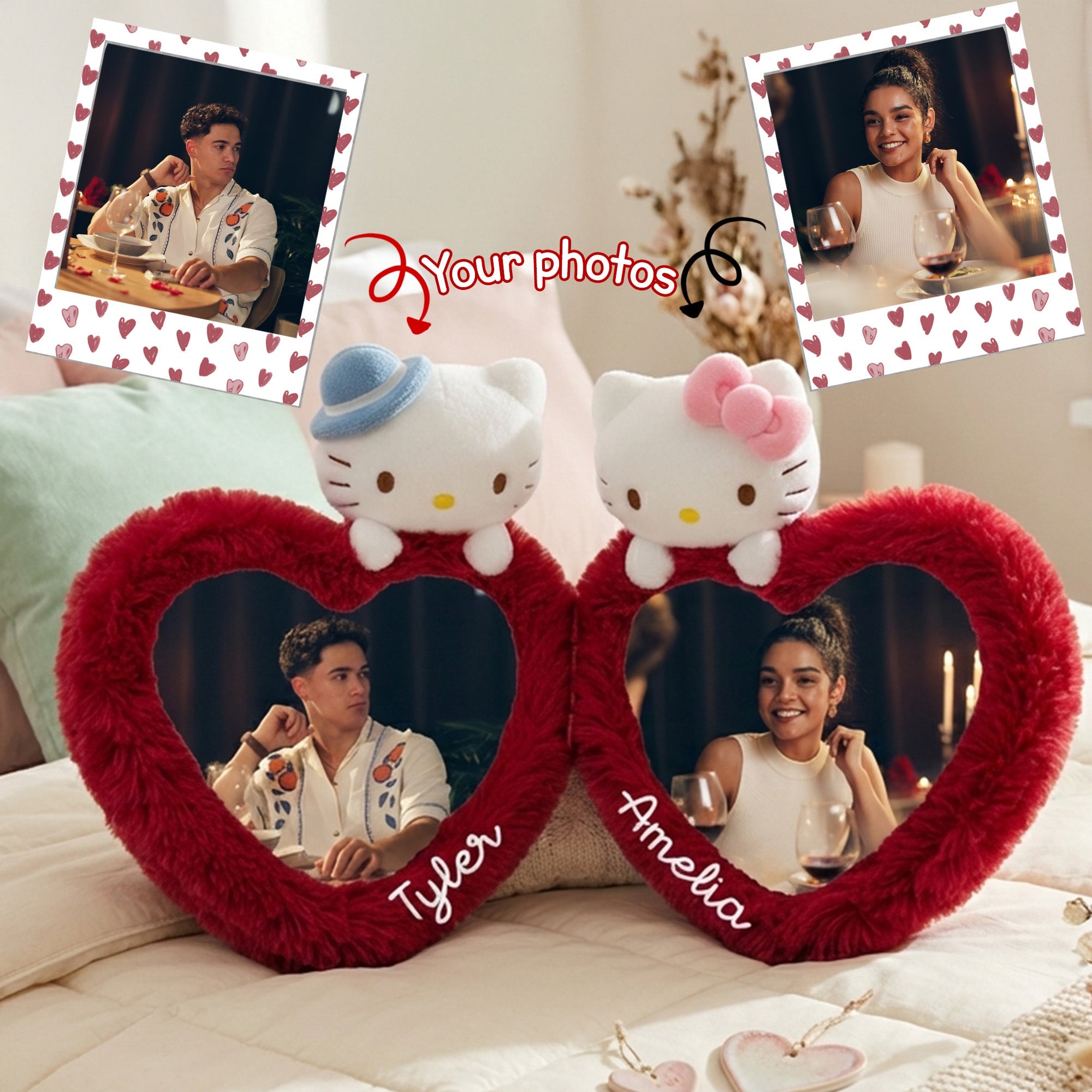 "Capture Your Love!" - Personalized Heart-Shaped Pillow - Custom Photo Gifts for Couples Pillow PopCulturePrints